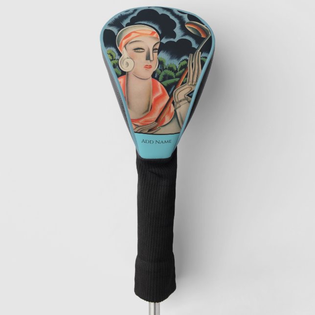 Personalised Art Deco Golf Head Cover (Front)