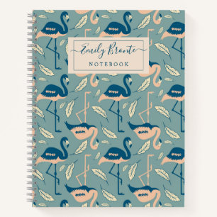Personalised Art Deco inspired Flamingo pattern Notebook