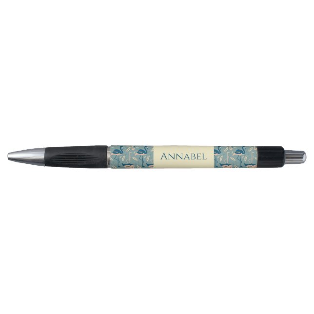 Personalised Art Deco inspired Flamingo  Pen (Front)