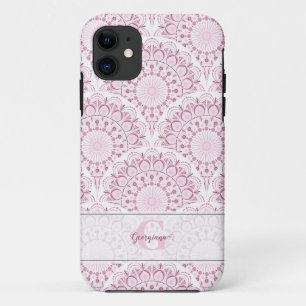 Personalised Art Deco Pink Confetti Lace Mandala iPhone 11 Case