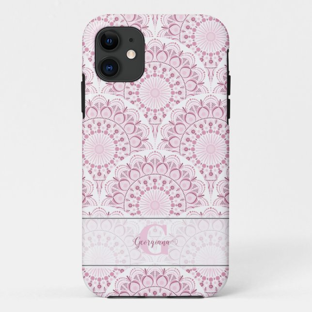 Personalised Art Deco Pink Confetti Lace Mandala Case-Mate iPhone Case (Back)