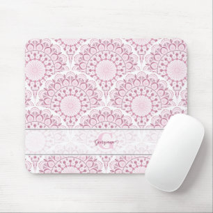 Personalised Art Deco Pink Confetti Lace Mandala Mouse Mat