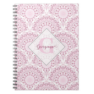 Personalised Art Deco Pink Confetti Lace Mandala Notebook