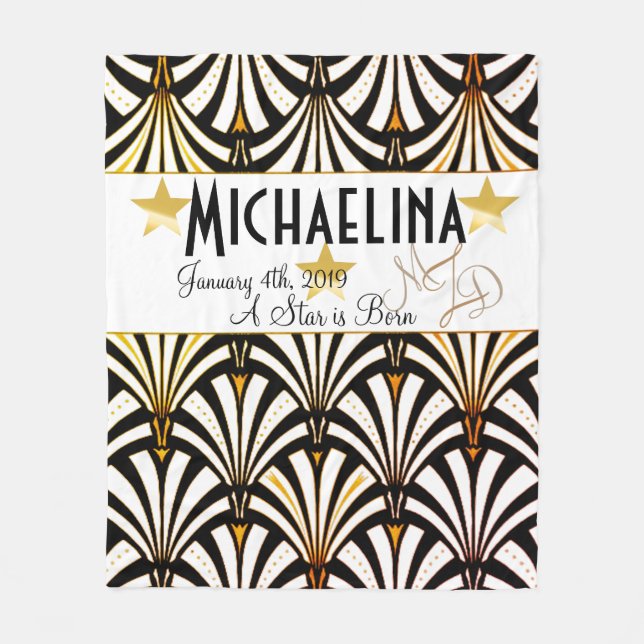 Personalised Art Deco Star Fleece Blanket (Front)