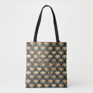 Personalised Art Deco Teal and Gold Tote Bag