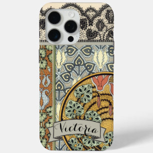Personalised Art Deco Vintage Lily Pattern iphone iPhone 15 Pro Max Case