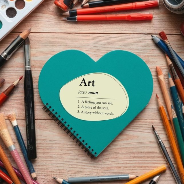 Personalised Art Dictionary Style Heart Sketchbook Notebook (Fully customizable spiral notebook sketchbook for art lovers)