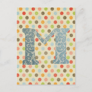 Personalised Art Letter M Postcard