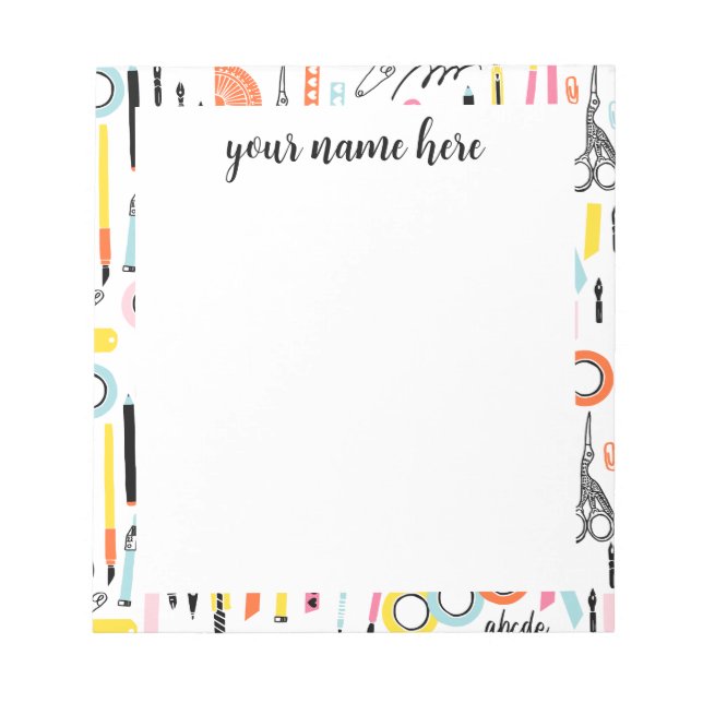 Personalised Art Supplies Notepad (Front)