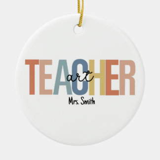 Personalised Art Teacher Christmas Ceramic Tree Decoration