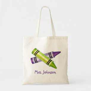 Personalised Art Teacher Crayons Artist Gift Tote Bag