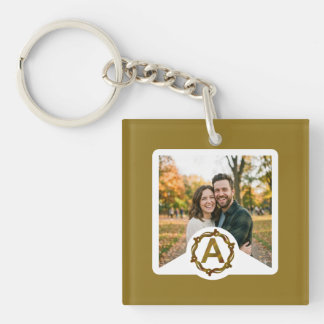 Personalised Artisan Monogram A | Wood Frame Key Ring