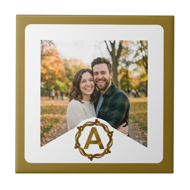 Personalised Artisan Monogram A | Wood Frame Tile (Front)