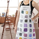 Personalised Artist Apron<br><div class="desc">This apron is decorated with a pattern of colour samples in soft muted shades.
Perfect for an artist or someone who enjoys painting.
Personalise this apron with your name or monogram.
Because we create our artwork you won’t find this exact design from other designers.
Original Watercolor © Michele Davies.</div>