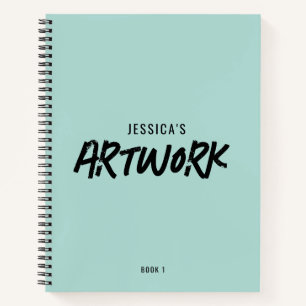 Personalised Artist Artwork Sketchbook Mint Green Notebook