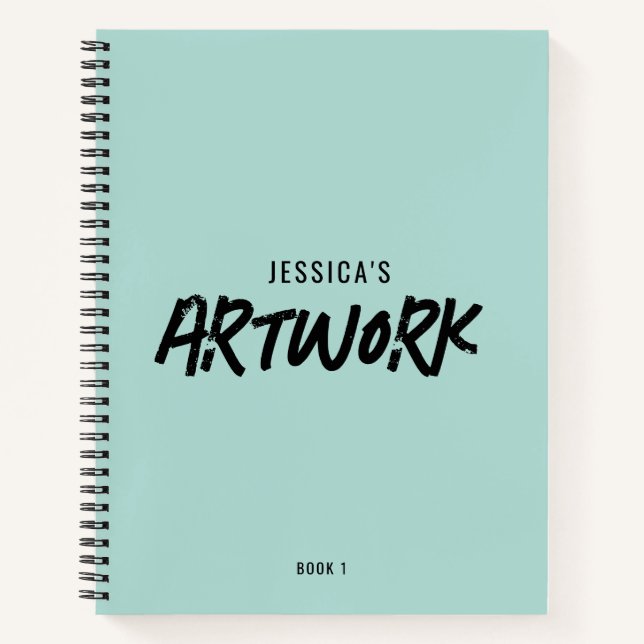 Personalised Artist Artwork Sketchbook Mint Green Notebook (Front)