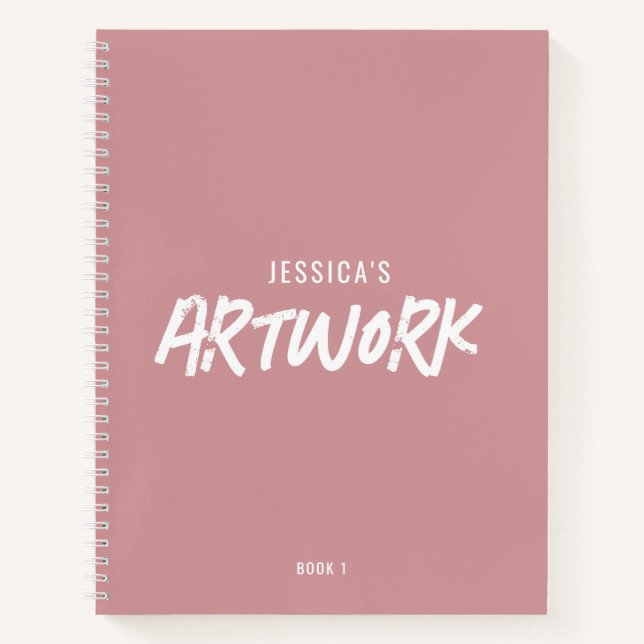 Personalised Artist Artwork Sketchbook Pink Notebook (Front)
