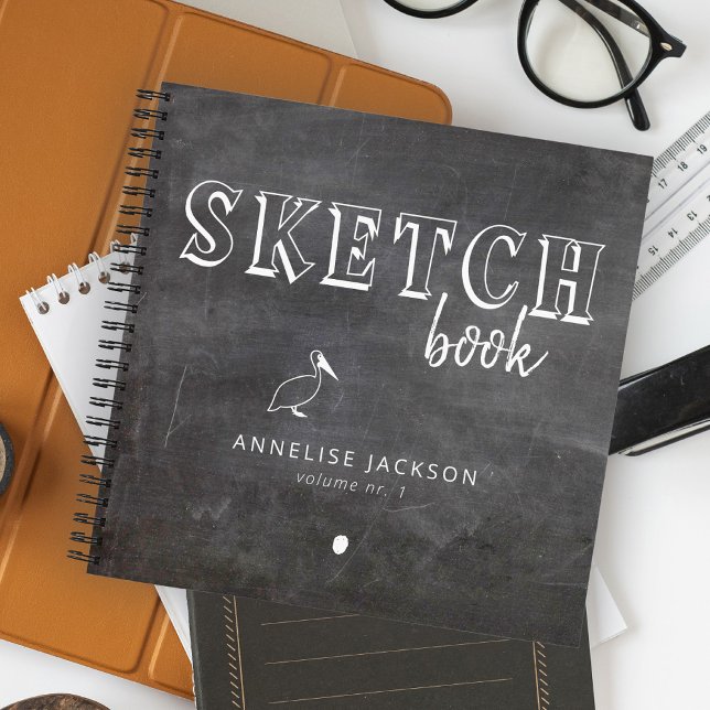 Personalised artist name sketchbook black white notebook (Creator Uploaded)