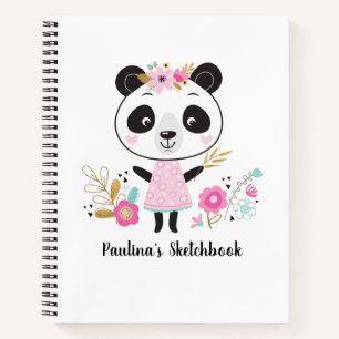 Personalised Artist Pink White Sketchbook Notebook