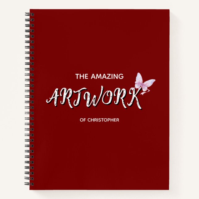 Personalised  Artist Sketchbook with bow Notebook (Front)