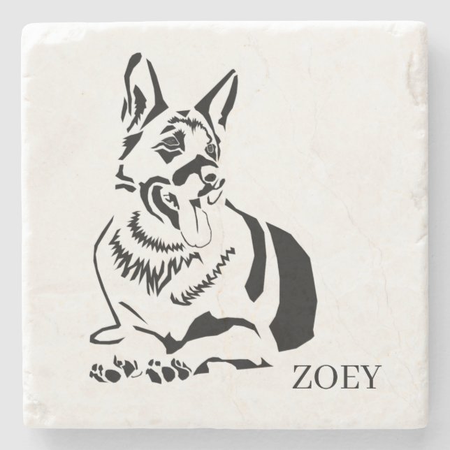 Personalised Artistic German Shepherd Coaster (Front)