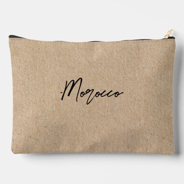 Personalised Artistic grunge kraft paper Brown Accessory Pouch (Back)
