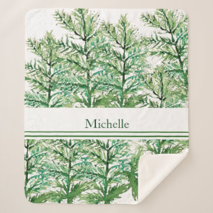 Personalised Artistic Hand-painted Tree Pattern Sherpa Blanket