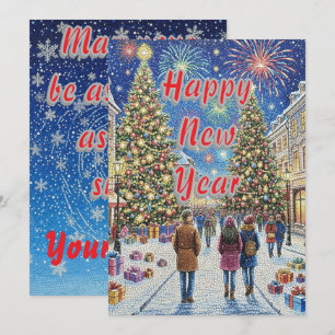 Personalised Artistic Mosaic New Year Holiday Card
