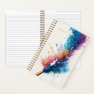 Personalised Artist's Brush Watercolor Splash Notebook