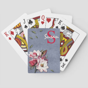Personalised Artsy Botanicals Stamped Blue Playing Cards