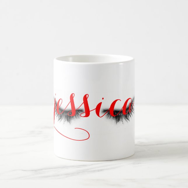 Personalised Artsy Feminine Chic Eyelashes Design Coffee Mug (Center)