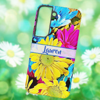 Personalised Artsy Floral Daisy Name Samsung Gala