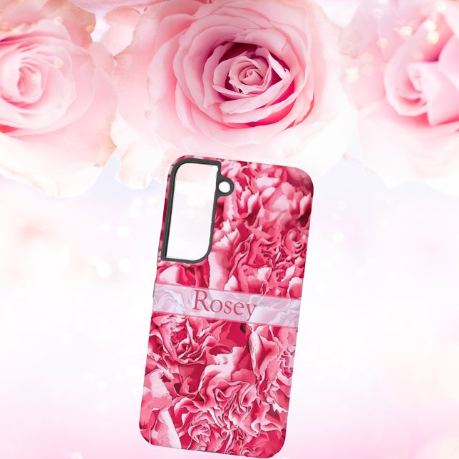 Personalised Artsy Pink Rose Name  Samsung Galaxy S22 Case (Creator Uploaded)