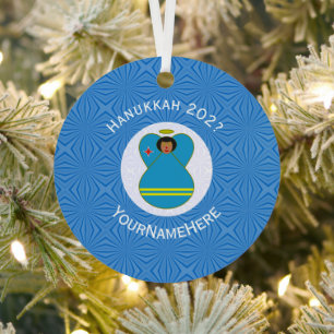 Personalised Aruba Angel Hanukkah Flag Metal Tree Decoration