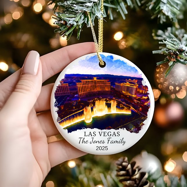 Personalised +as Vegas Ornament, Nevada Gift Ceramic Tree Decoration (Creator Uploaded)