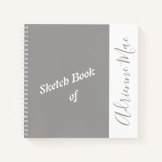 Personalised Ash Grey & White Sketch Book