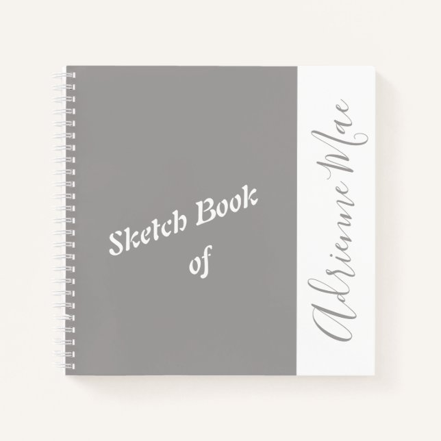 Personalised Ash Grey & White Sketch Book (Front)