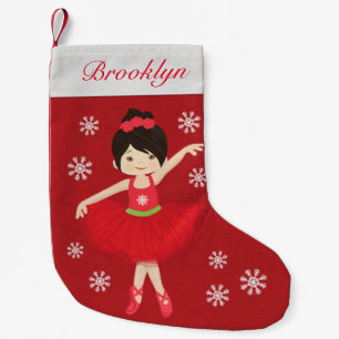 Personalised Asian Christmas Ballerina Small Christmas Stocking