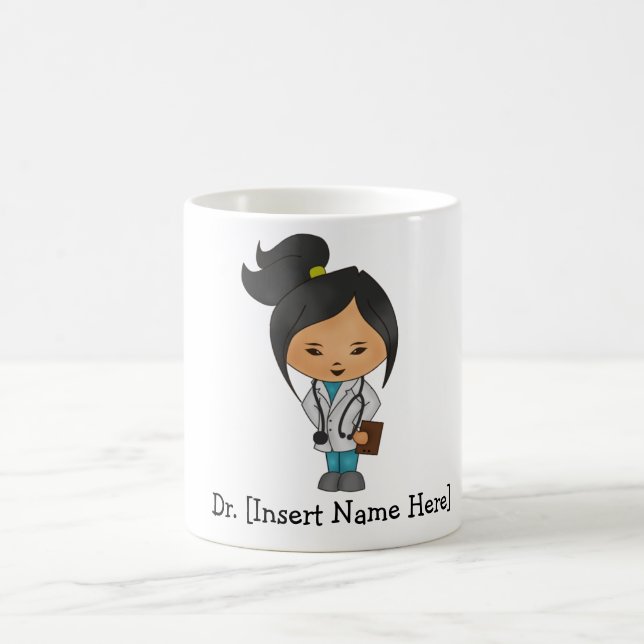 Personalised Asian Cute Female Doctor Mug (Center)