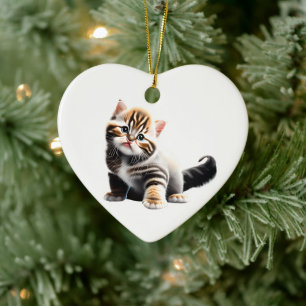 Personalised Asian Semi-Longhair Kitten Ceramic Tree Decoration