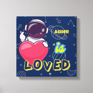Personalised Astronaut Affirmation Art Loved Canvas Print