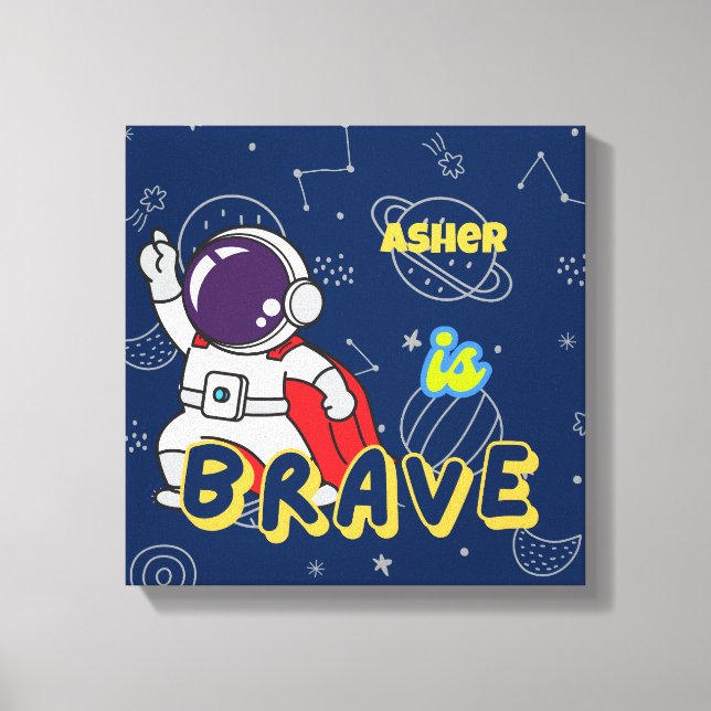 Personalised Astronaut Affirmation Deco | Brave Canvas Print (Front)