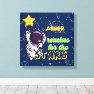 Personalised Astronaut Affirmation Reach for Star Canvas Print