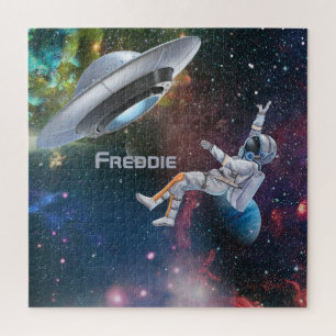 Personalised Astronaut and Flying Saucer Jigsaw Puzzle