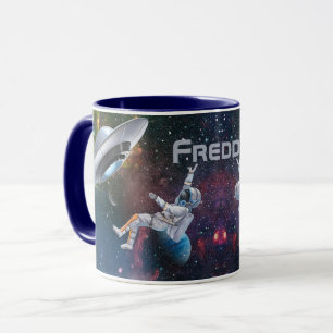 Personalised Astronaut and Flying Saucer Mug