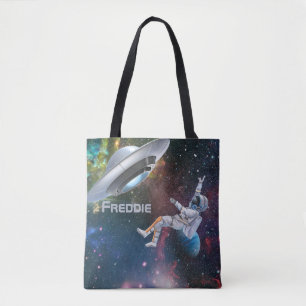 Personalised Astronaut and Flying Saucer Tote Bag
