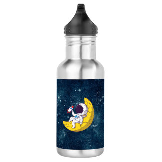 Personalised Astronaut on Moon with Rocket 532 Ml Water Bottle