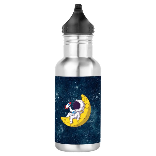 Personalised Astronaut on Moon with Rocket 532 Ml Water Bottle (Right)
