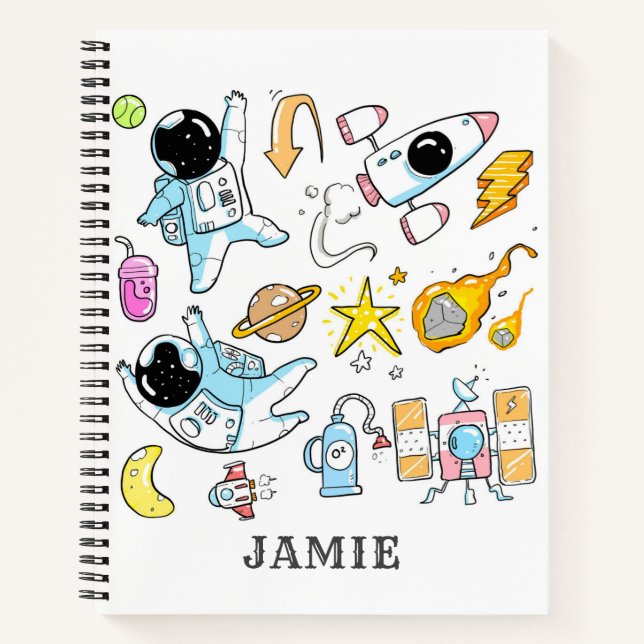 Personalised Astronaut Outer Space  Notebook (Front)