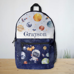 Personalised Astronaut Planet Galaxy Kids Printed Backpack